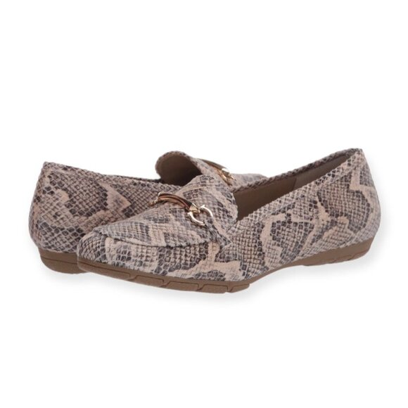 RIALTO GUIDING Women's Comfort Flat Slip-On Loafers Taupe Snake Texture 9.5 W - Picture 1 of 9
